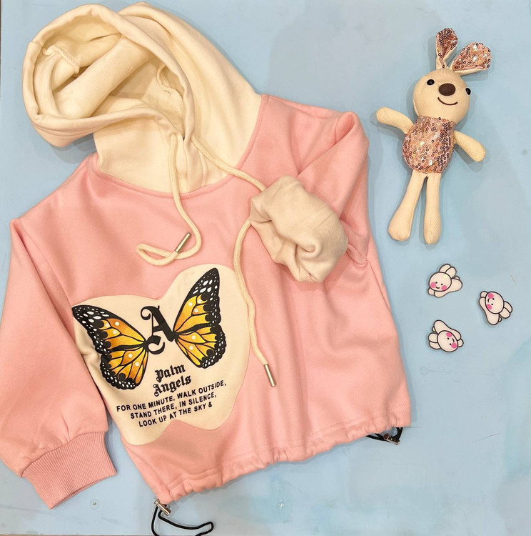 خرید هودی کراپ دخترانه داخل مخمل ارزانتر از همه جا