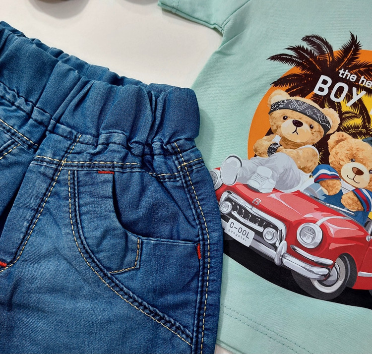 تیشرت و شورت جین بچگانه