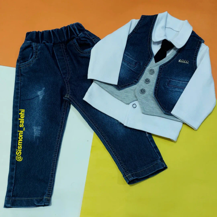 ست مجلسی بلوز ، کروات ، ژیله و شلوار پسرانه