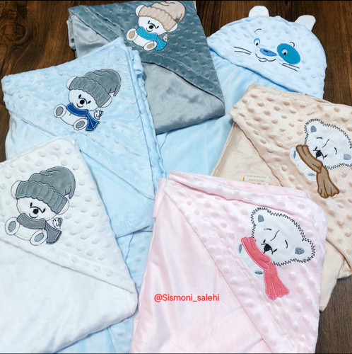 خرید پتو دورپیچ کلاهدار مخمل حبابی ارزانتر از همه جا