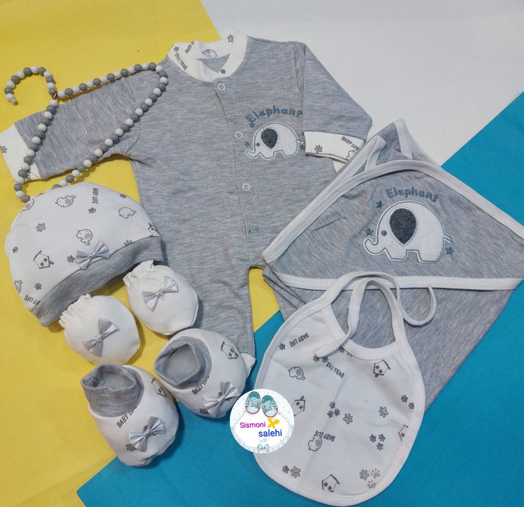 ست ۷ تکه بیمارستانی نوزادی نخ پنبه