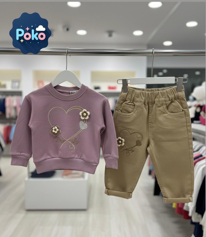 بلوز دورس پنبه و شلوار مام کتان دخترانه poko